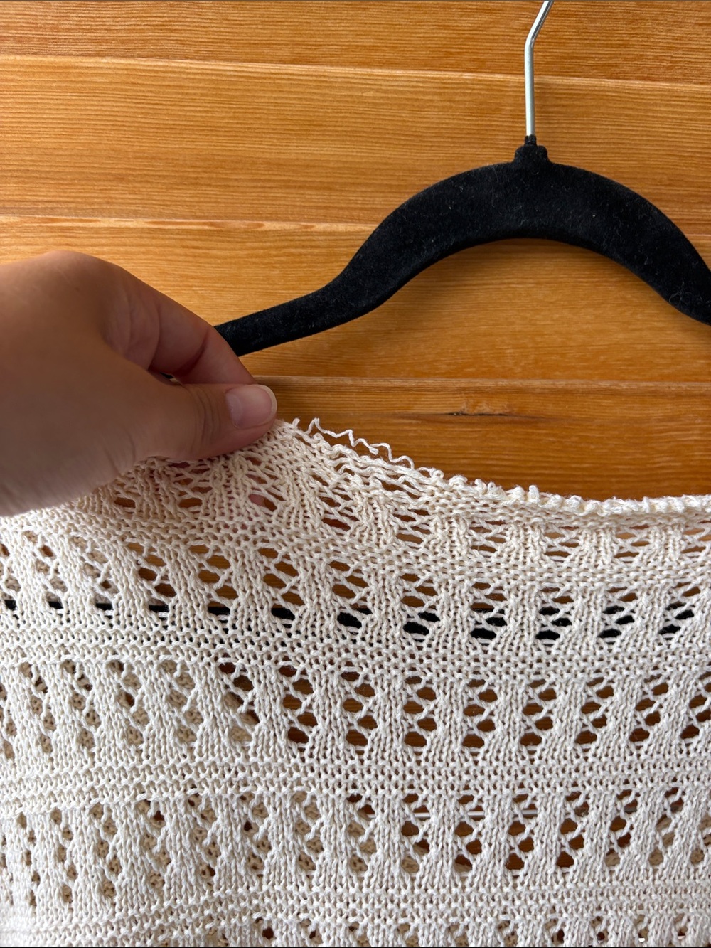 SHEIN Cream Open-Knit V-Neck Sweater - Picture 5 of 5